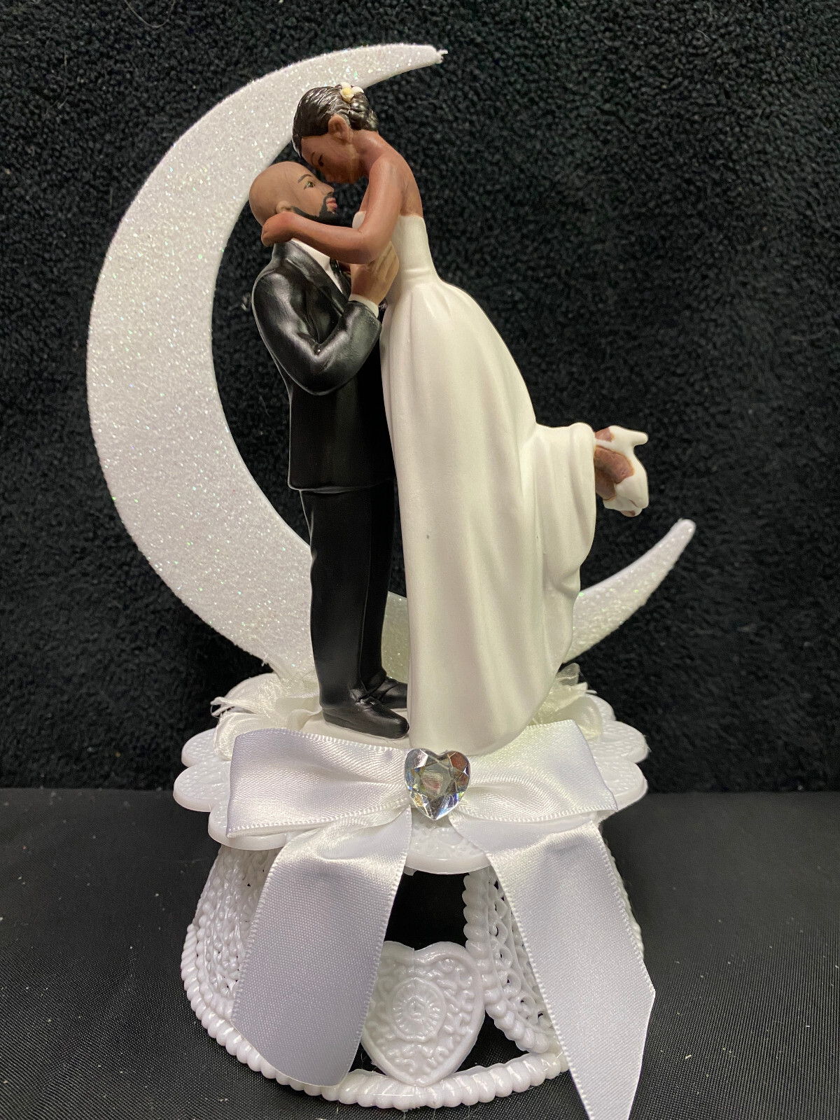 Beard Face Bald African-American Groom Wedding Cake Topper White or Beard Face Bald African-American Groom Wedding Cake Topper White or
