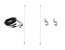2 FRANCIS CB25W 4.5FT WHITE CB ANTENNAS,12FT DUAL COAX, MIRROR MOUNTS