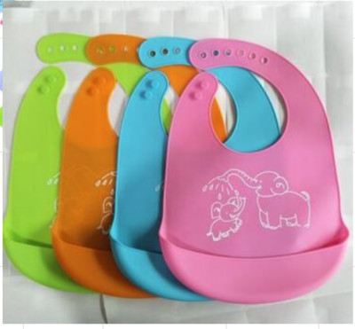 Waterproof Comfortable Soft Baby Bib Easily Wipes Clean Silicone Feeding Bibs