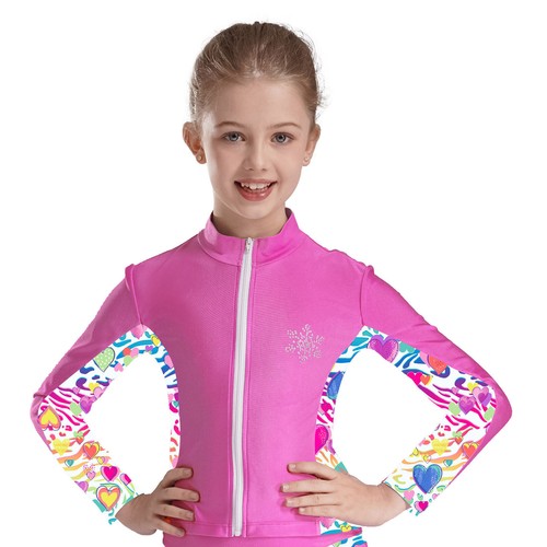 Kids Girls Tracksuits Jacket Sets Shiny Outfits Rhinestone Vest Dance Skirt - Picture 31 of 58
