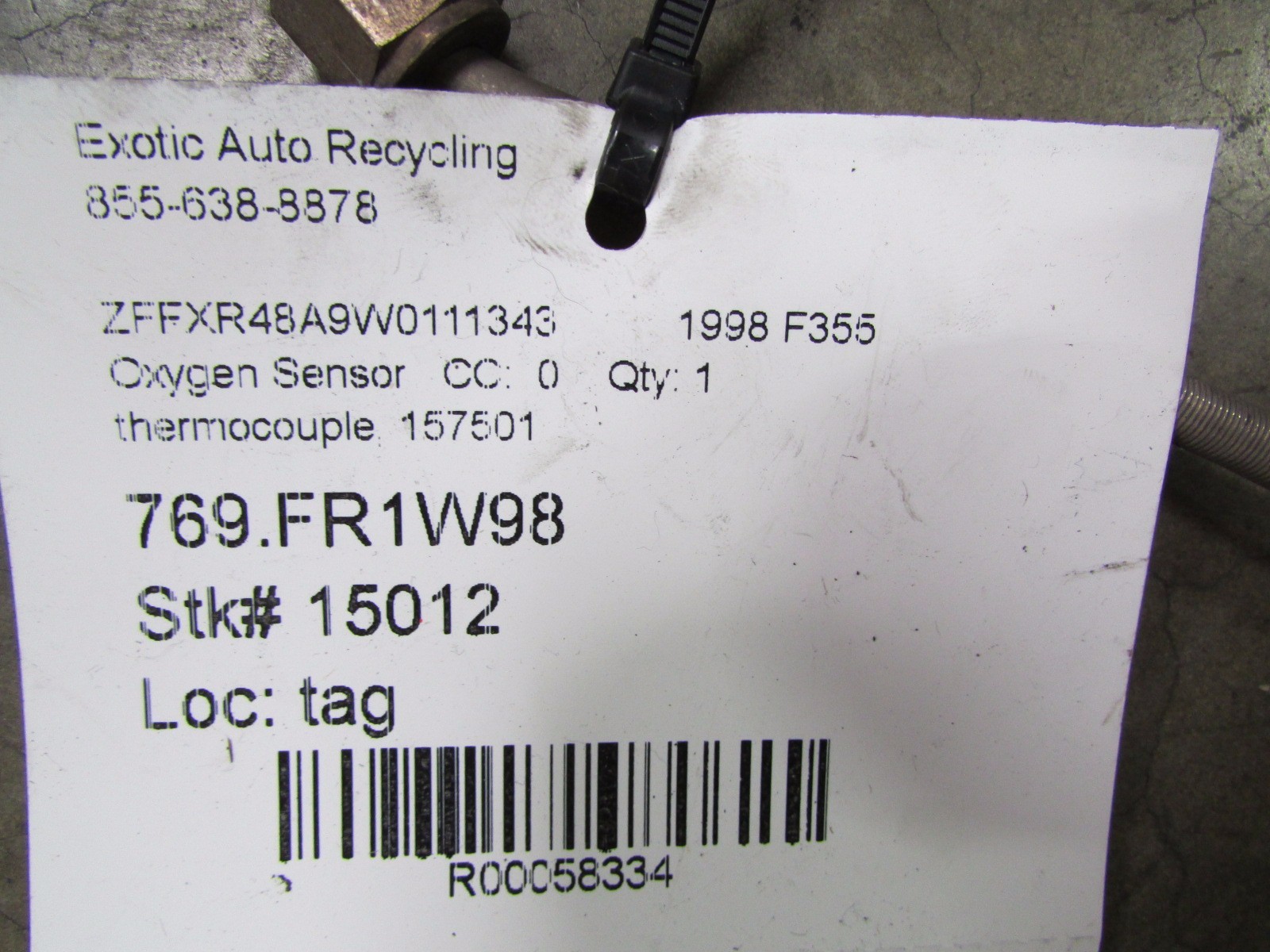 Ferrari 355, Thermocouple, Oxygen Sensor, Used, P/N 157501