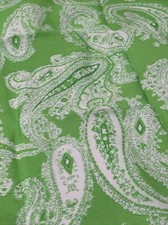 Vintage Scarf Wrap Pocket Square Acetate Neon Green Paisley 21 Square