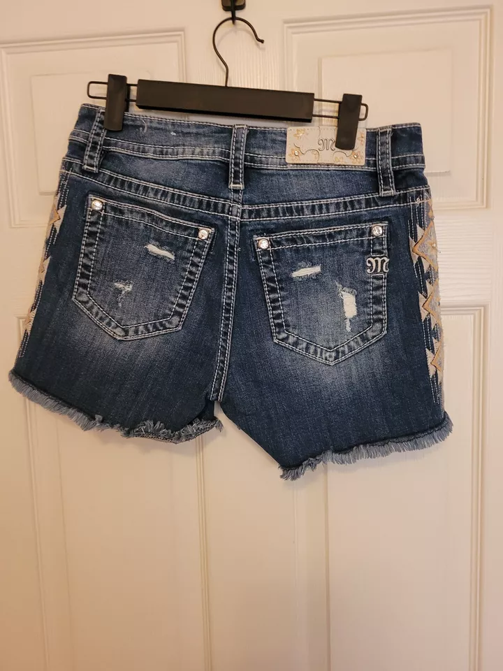 Pantalones Cortos para Mujer Miss Me 27 Tiro Medio Fácil Pantalones Cortos Floral Embellecido Denim Foto 2 de 4