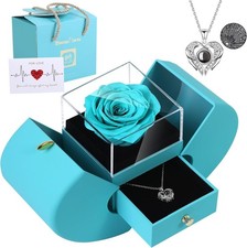Valentines & Mother's Day Gift - Red Rose & Necklace for Her Mum Wife Girlfriend