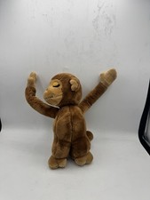 Vtg 1975 Dakin Plush Monkey Girl Plush With Pink Bow- Hugging Kissing- 11" Brown