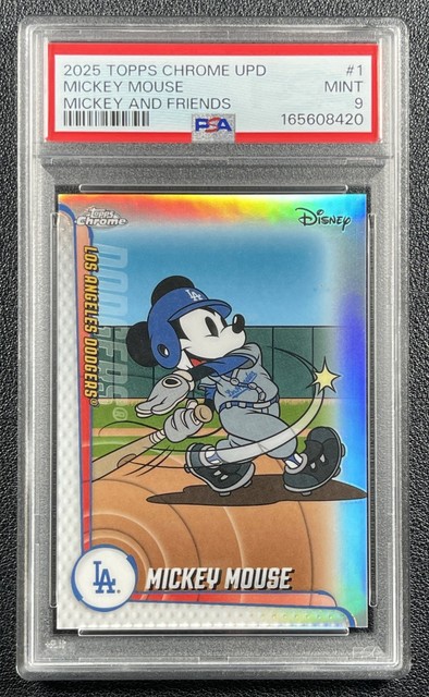 MICKEY MOUSE PSA 9 2025 TOPPS CHROME UPDATE #MLBA-1 MICKEY AND FRIENDS 8420