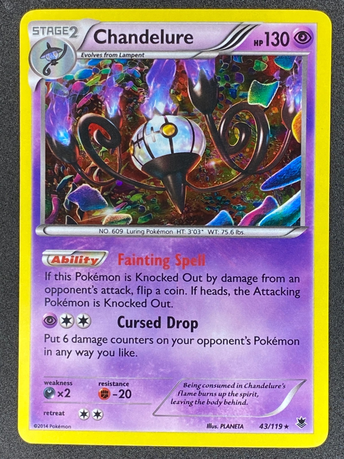 Pokémon Chandelure Cosmos Holo 43/119 PHF Phantom Forces LP