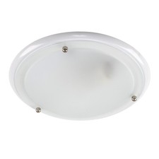 Modern White Flush Ceiling Light with a Frosted Glass Shade Bath Ceiling Lights