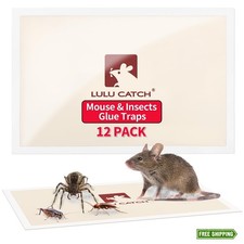 LULUCATCH 12-Pack Pre-Baited Sticky Mouse Traps, Non-Toxic Glue Boards