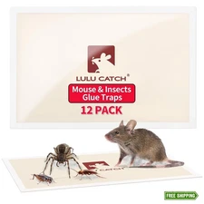 LULUCATCH 12-Pack Pre-Baited Sticky Mouse Traps, Non-Toxic Glue Boards