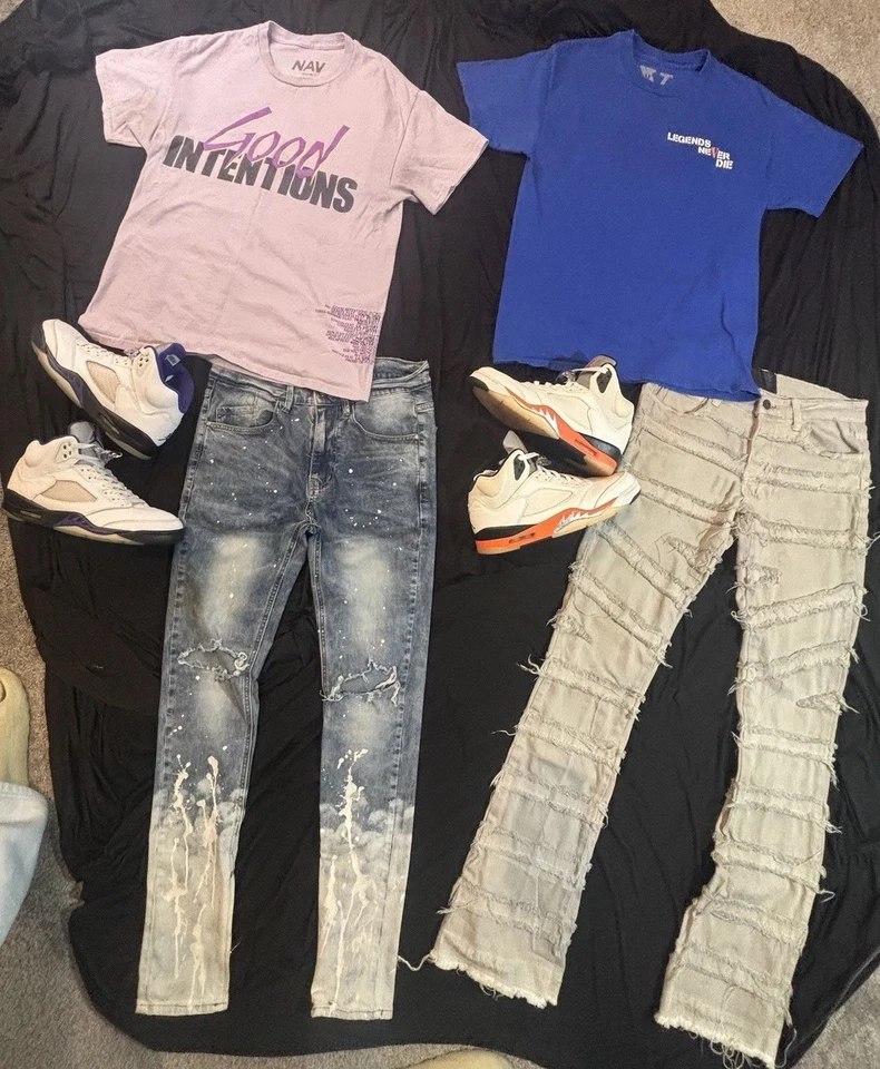 VLONE | VALABASAS | KDNK | AIR JORDAN 5 ( Men’s T-Shirt, Jeans & Shoes SET 2x ) - Image 3 of 4