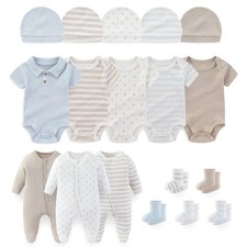 Baby Boy Girl Layette Set 18 Piece Infant Essentials 3-6 Months Khaki  Blue