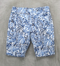 Gloria Vanderbilt Shorts Womens 14 Blue White Floral Bermuda Stretch Cotton