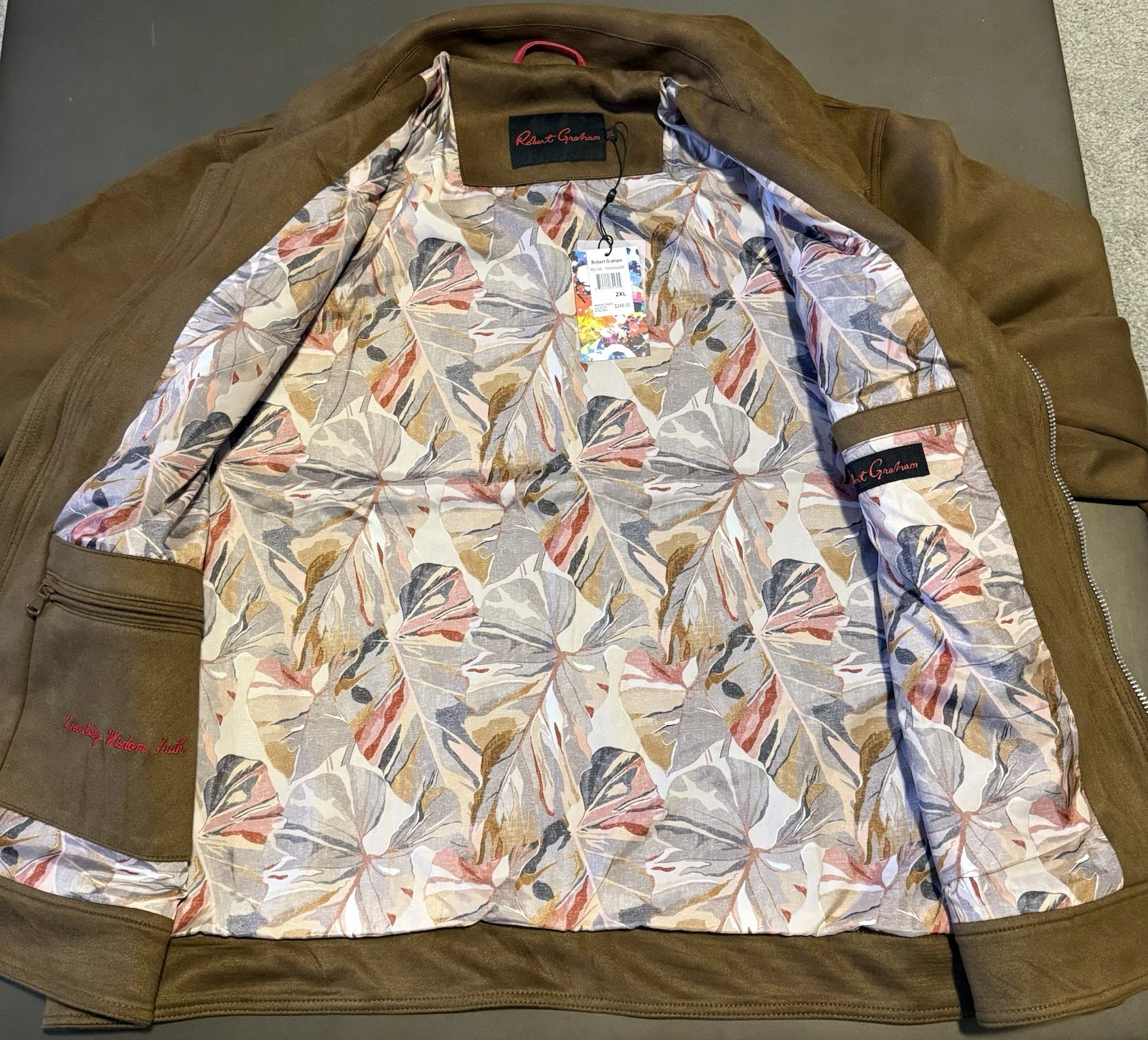 Robert Graham RG-109 Brown Full Zip Lined Jacket Men’s 2XL Regular Fit - product detail image 2
