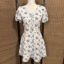 Customized Forever 21 Cottage Core Milkmaid White Floral Dress Corset Style E1
