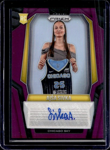 2025 Panini WNBA Prizm Ajsa Sivka Signatures RC Purple Rookie Auto #/49 Sky