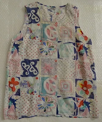 RELEASE Pura Seta Vintage Bluse Tanktop aus Reiner Seide gedruckt M - Bild 1 von 4