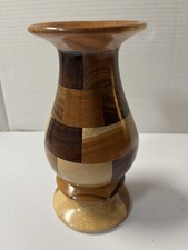 Handmade Wood Vase 8.25 x4 Various Wood