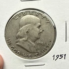 1951 US FRANKLIN SILVER HALF DOLLAR VF DETAILS fast shipping