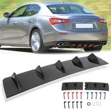 For Maserati Turismo Ghibli Rear Bumper Diffuser 5 Fins Spoiler Splitter Carbon 