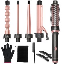Curling Wand Set 5 in 1 with Dual Voltage 4 Ceramic Barrels - Versatile Hair