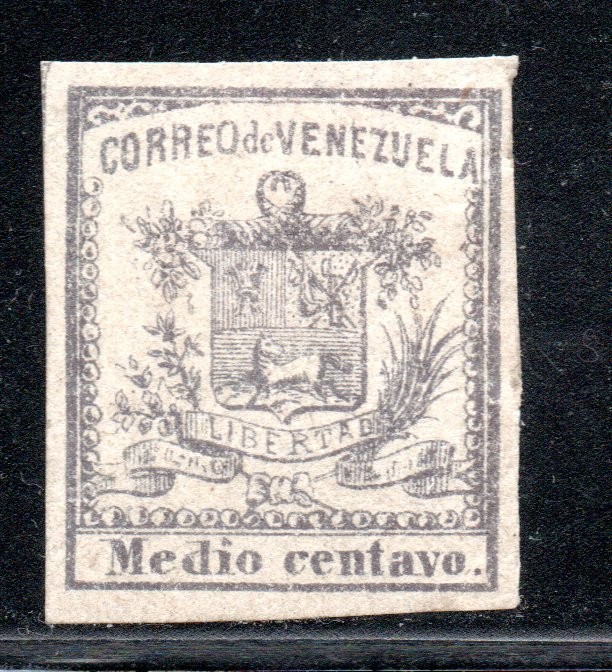 VENEZUELA, stamp classic ESCUDO NACIONAL, 1862, MEDIO CENTAVO    #SU-025