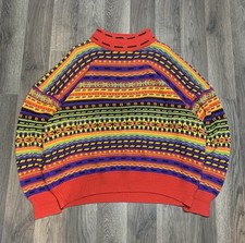 Vintage 1990s Colorful Pattern Mock Neck Sweater