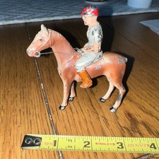 Vtg Cast Metal Horse And Jockey Figurine/Toy made in USA
