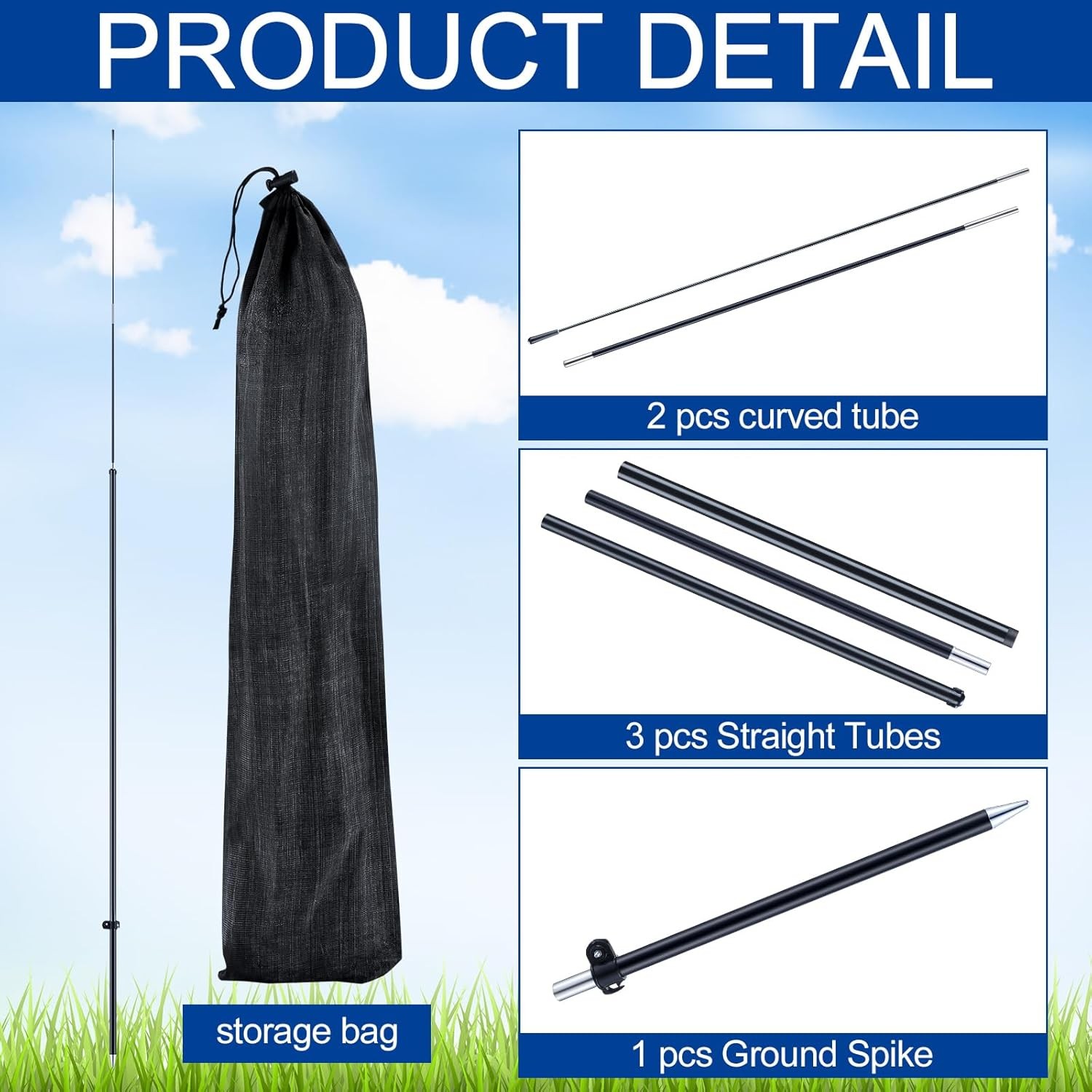 2 Sets Feather Flag Pole Kit Swooper Flutter Flag Hardware Pole Portable Flag Po