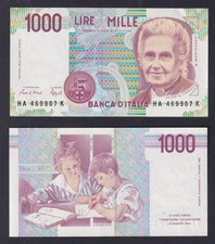 Italy 1000 Lire Montessori Banknote 1990 P.-114a SDS-/UNC-