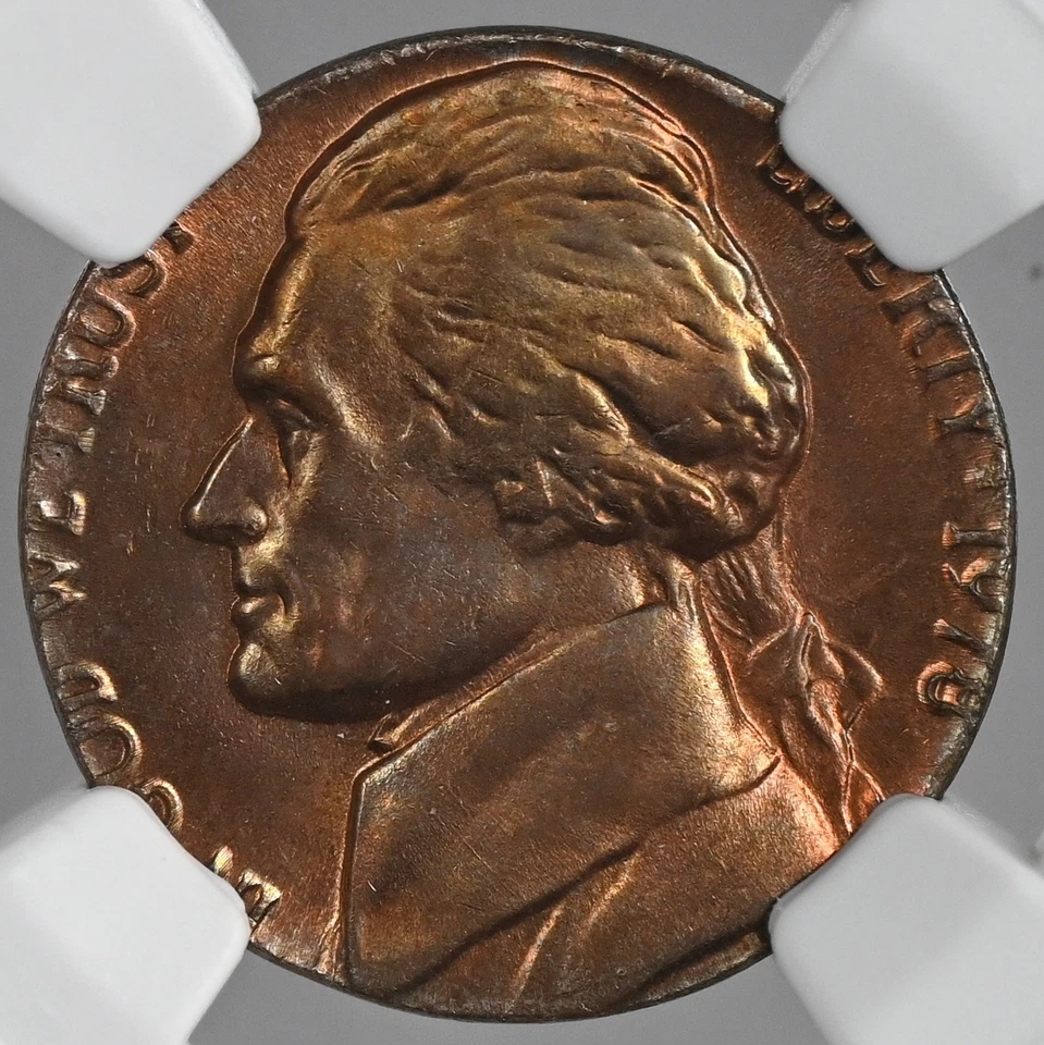 1978 5C JEFFERSON NICKEL STRUCK ON 1C PLANCHET MINT ERROR NGC MS65RB 1293476-028 - Image 4 of 4