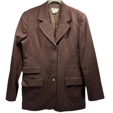 Vtg Talbots Women's 100 Wool Blazer 8 Solid Brown 3 Button Lined Long Sleeves