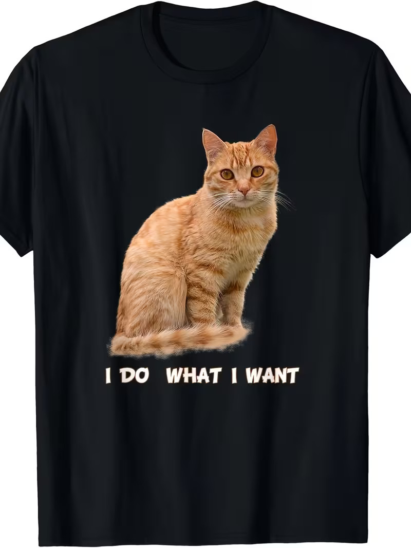 [Fun Cat Graphic Tee] Men's Retro Graphic T-Shirt - Soft & Comfortable, "I Do Wh
