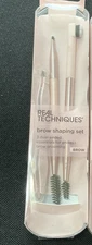 Real Techniques Brow Shaping Set, Eyebrow Brushes & Tweezers, NEW, FREE SHIPPING