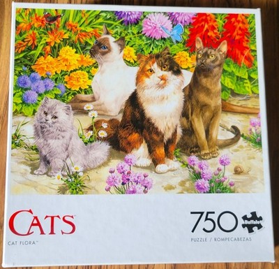 Buffalo ''Cat Flora''  Cat Puzzle 750 Pieces Complete  24'' X 18''