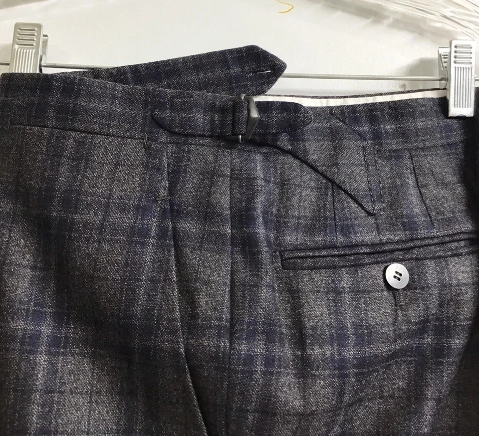 cesare attolini suit Gray/Navy Wool Plaid Jacket And Pant Size 38 - Image 3 of 4