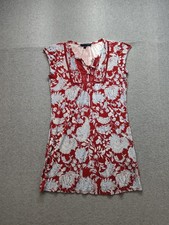 Tommy Hilfiger Dress Womens Small Red Floral Paisley Tunic Cap Sleeve Boho