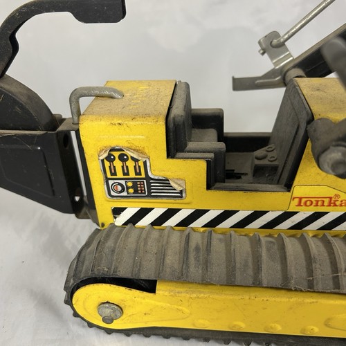 Vintage Tonka Metal Track Loader Backhoe Bulldozer Nero Secchio Giocattolo - Foto 5 di 11
