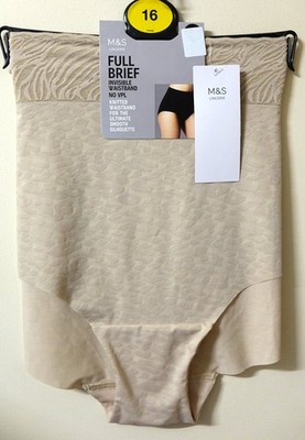 LADIES M&S FULL BRIEFS KNICKERS SIZE 16 INVISIBLE WAISTBAND NO VPL - BNWT