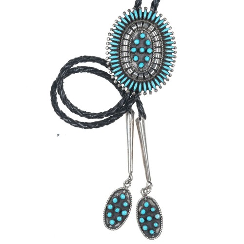 Vintage Zuni Native American Silver and turquoise cluster bolo tie | eBay
