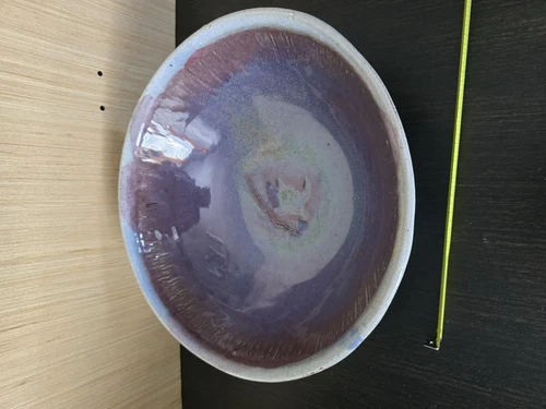 Studio Art Pottery Brown Abstract Glazed Large Bowl, Artist Signed, 9”