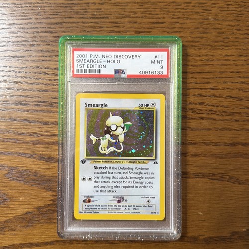 2001 POKEMON NEO DISCOVERY 1ST EDITION #11 SMEARGLE-HOLO PSA 9 HALF SWIRL