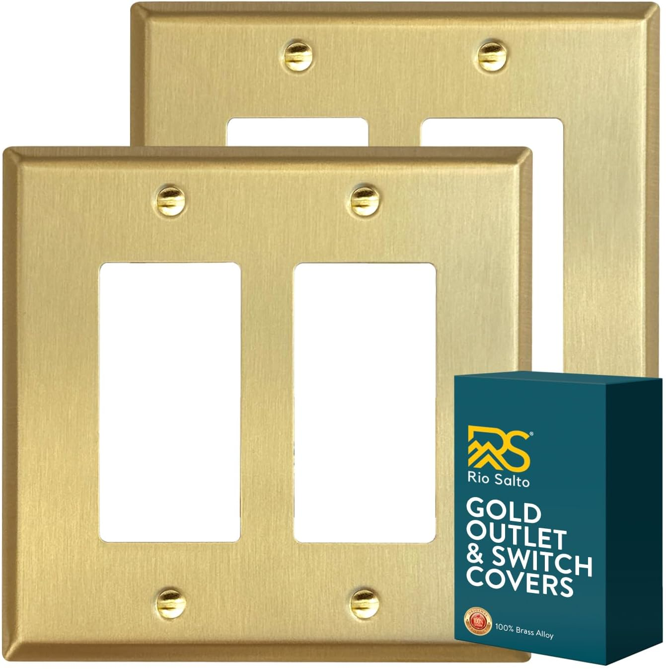 BRASS Signature Collection MIDSIZE Metal Gold Double Light Switch Wall Plate or