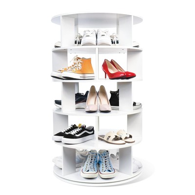 Rotating Shoe Rack, 5-Tier Wood Storage Spinning Shoe Rack Tower, Free Standi...