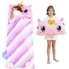 Kid Sleeping Bag with Pillow - Larger Toddler Nap Mat - Plush Slumber Bag for...