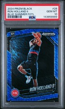 2024 Prizm Black Ron Holland II BLUE SHIMMER ROOKIE CARD #/35 Pistons PSA 10💎