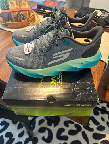 Skechers GOrun Aero Burst Arch Fit Men's Running Shoes Gray/Green Low Top