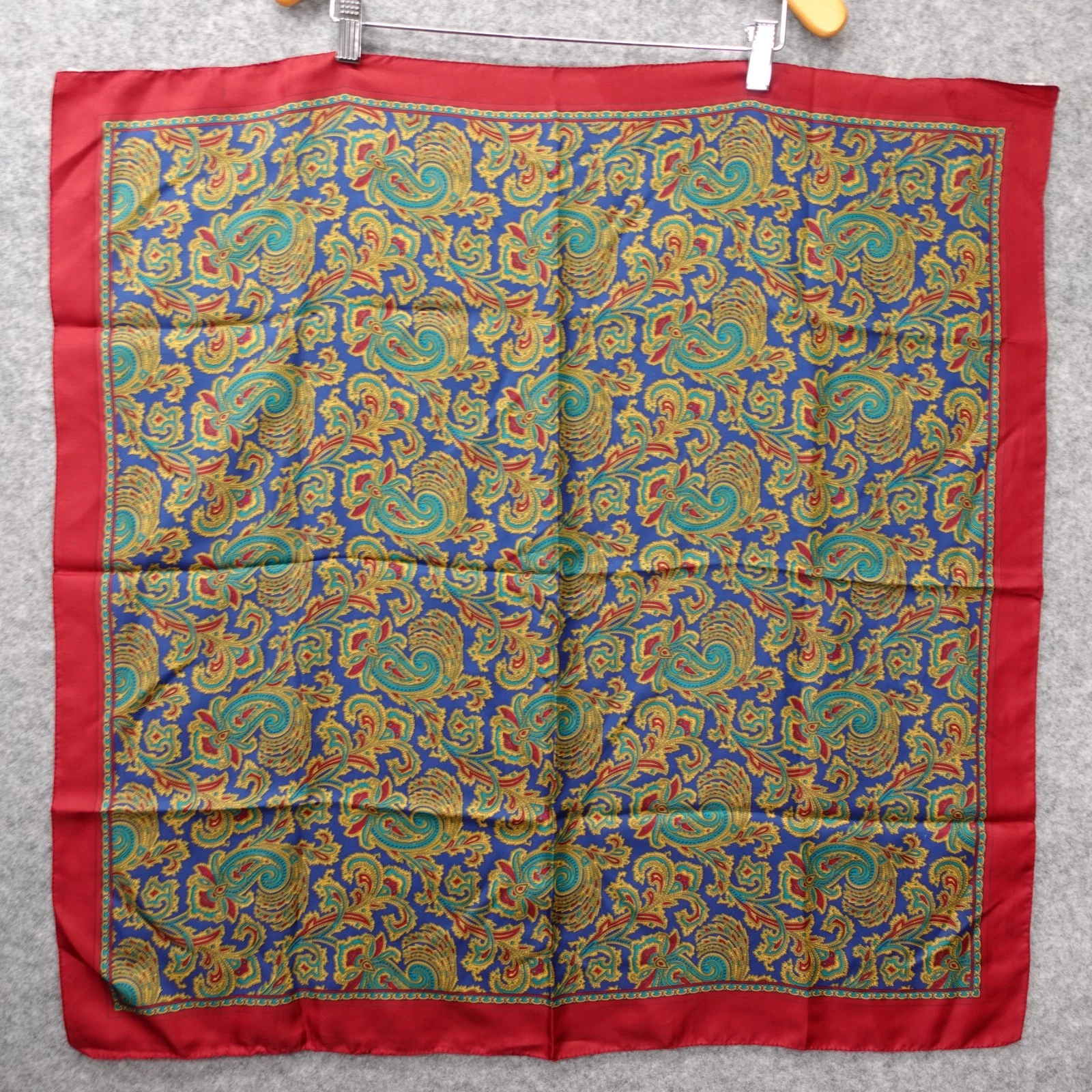 Paisley Square Scarf Womens TIE RACK Red Blue Italian Retro Art Boho 77 cm 30x30