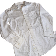 196-CAT JACK BOYS' LONG SLEEVE BUTTON-DOWN SHIRT, WHITE, Med 8-10 NWT
