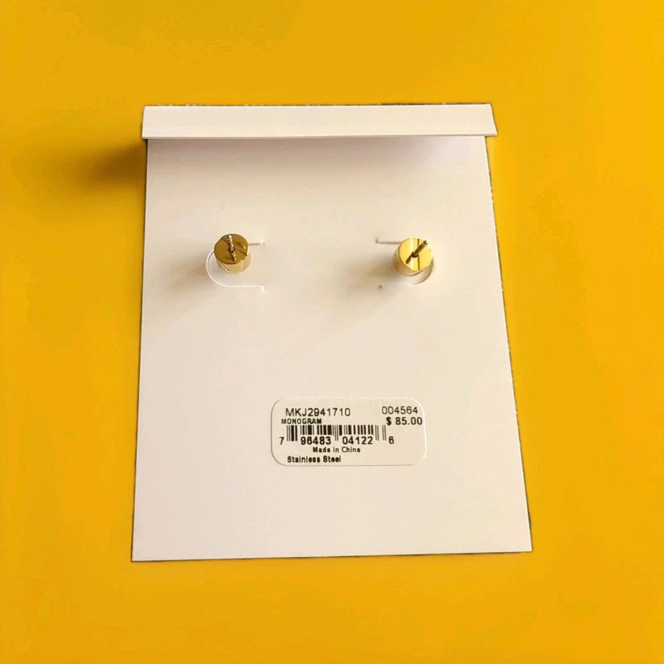 PENDIENTES STUD MICHAEL KORS MONOGRAMA CRISTALES DORADOS Pavé Recortado  Foto 3 de 3